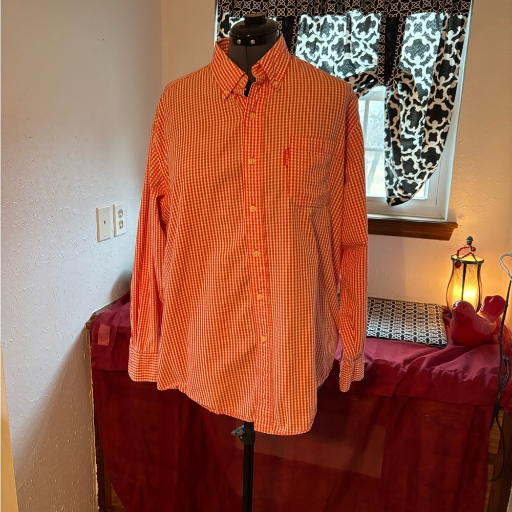 U.S. Polo Assn. Men's Orange Checkered Button Down Shirt